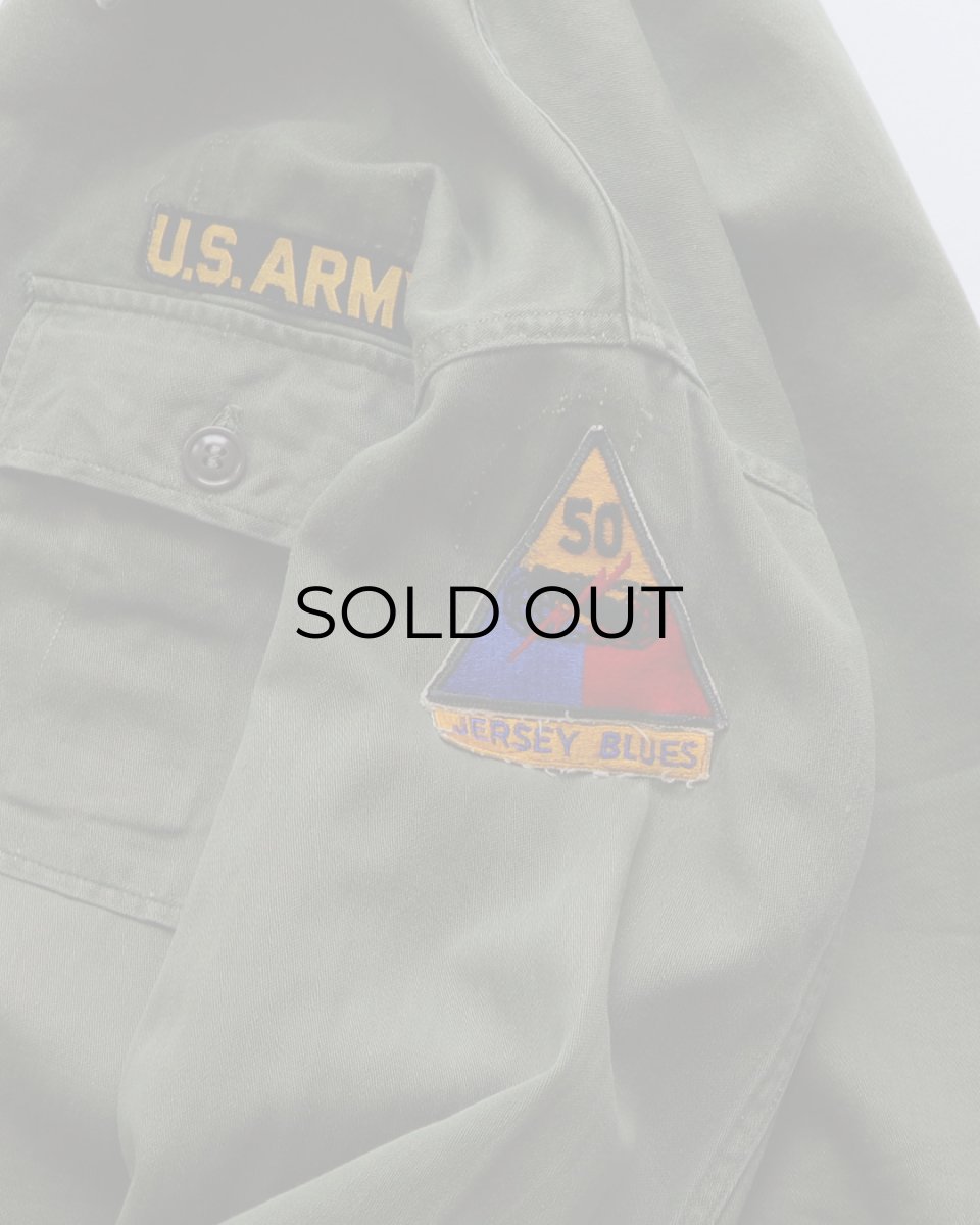 画像7: 60's US ARMY COTTON SATEEN UTILITY SHIRT JACKET with PATCH "1st MODEL" (7)