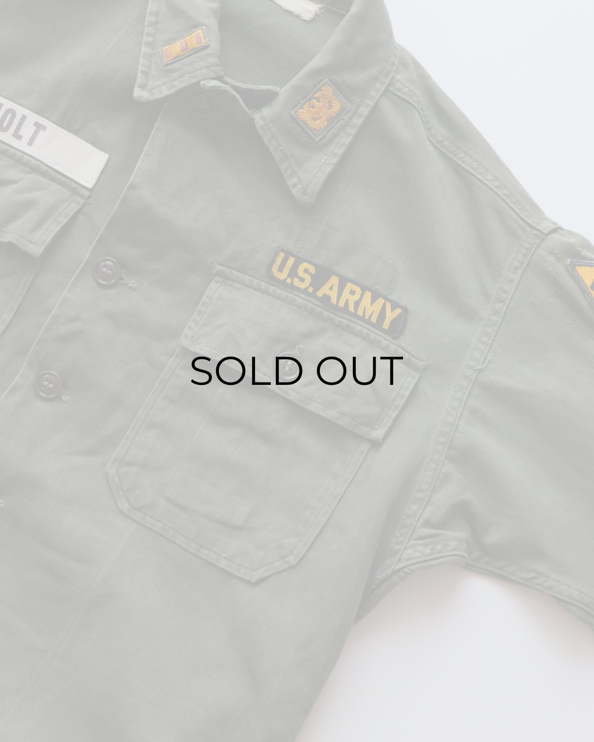 画像4: 60's US ARMY COTTON SATEEN UTILITY SHIRT JACKET with PATCH "1st MODEL" (4)