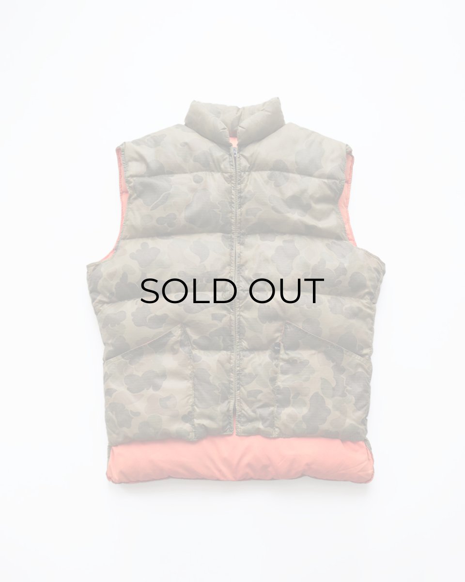 画像1: 〜80's 10X RIP-STOP NYLON PRINT DUCK HUNTER CAMOUFLAGE ZIP DOWN VEST "MADE IN USA" (1)