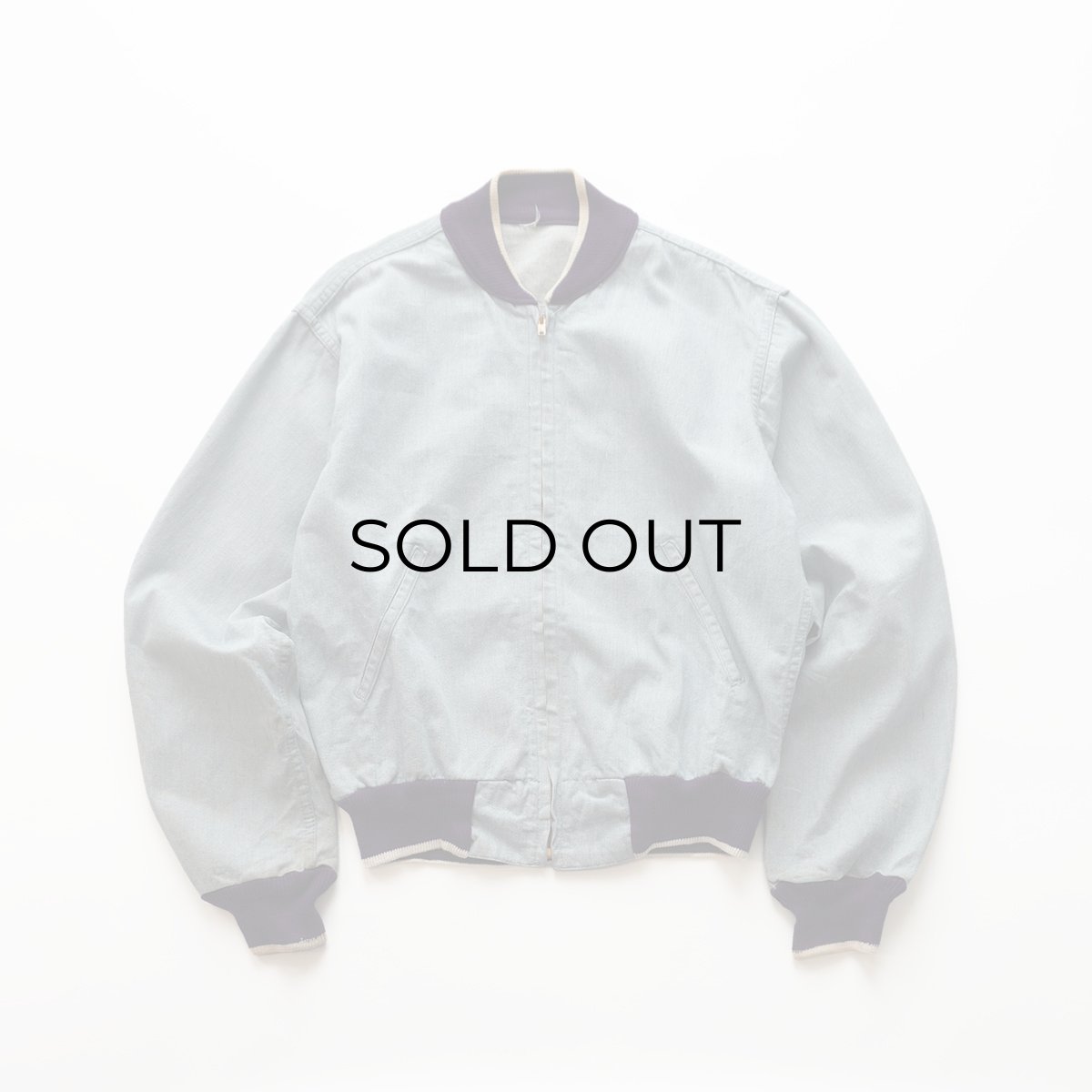 画像1: 〜60's UNKNOWN BRAND COTTON BLUE COVERT ZIP BLOUSON (1)