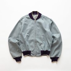 画像1: 〜60's UNKNOWN BRAND COTTON BLUE COVERT ZIP BLOUSON (1)