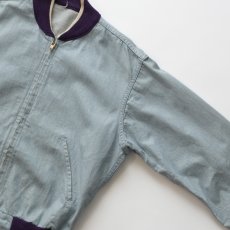 画像4: 〜60's UNKNOWN BRAND COTTON BLUE COVERT ZIP BLOUSON (4)