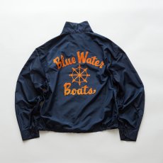 画像1: 〜60's UNKNOWN BRAND NYLON BACK FLOCK PRINT ZIP HARRINGTON JACKET "Blue Water Boats" (1)