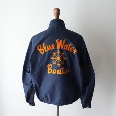 画像15: 〜60's UNKNOWN BRAND NYLON BACK FLOCK PRINT ZIP HARRINGTON JACKET "Blue Water Boats" (15)