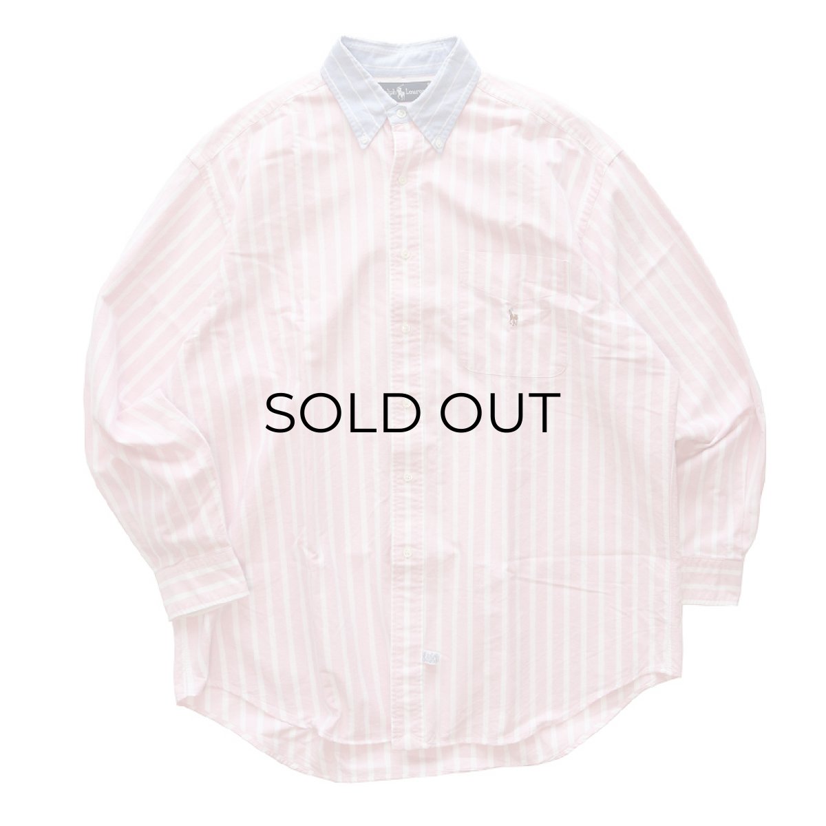 画像1: 90's Ralph Lauren "The Big Shirt" COTTON OXFORD STRIPE 2-TONE B/D SHIRT (1)