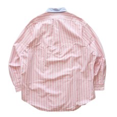 画像2: 90's Ralph Lauren "The Big Shirt" COTTON OXFORD STRIPE 2-TONE B/D SHIRT (2)