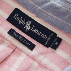画像4: 90's Ralph Lauren "The Big Shirt" COTTON OXFORD STRIPE 2-TONE B/D SHIRT (4)