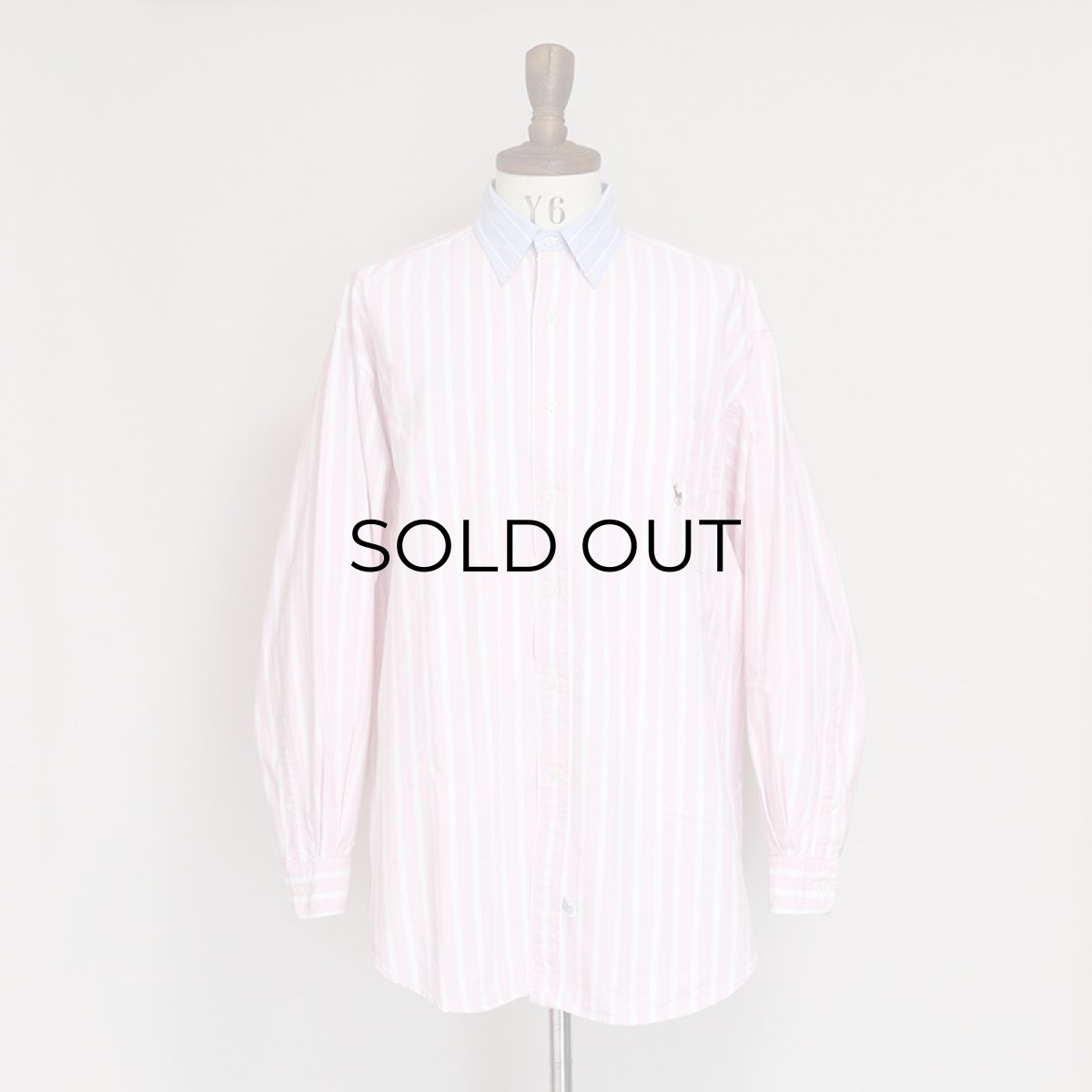 画像8: 90's Ralph Lauren "The Big Shirt" COTTON OXFORD STRIPE 2-TONE B/D SHIRT (8)