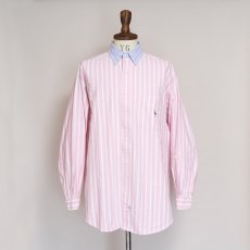 画像8: 90's Ralph Lauren "The Big Shirt" COTTON OXFORD STRIPE 2-TONE B/D SHIRT (8)