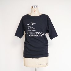 画像10: 70's Healthknit BLACK COTTON PRINT S/S FOOTBALL TEE "Rockaway OREGON" (10)