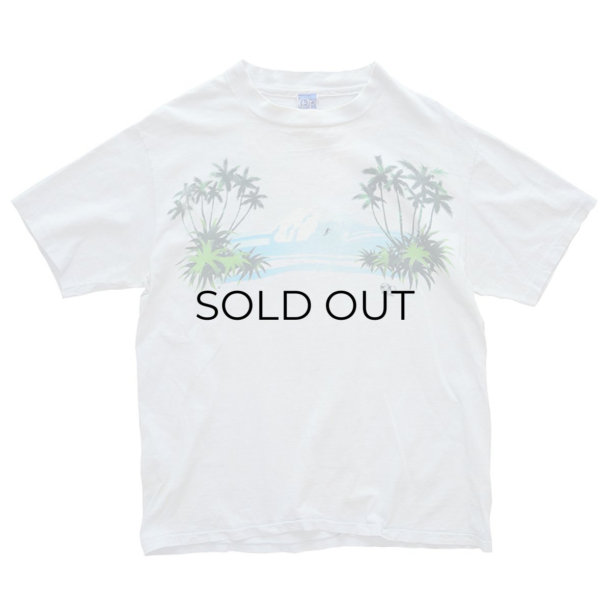 画像2: 70's Ocean Pacific COTTON W-PRINT S/S TEE "PALM TREE" (2)