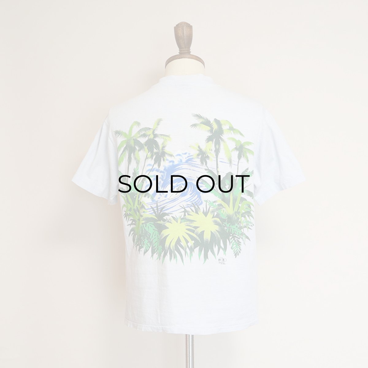 画像17: 70's Ocean Pacific COTTON W-PRINT S/S TEE "PALM TREE" (17)