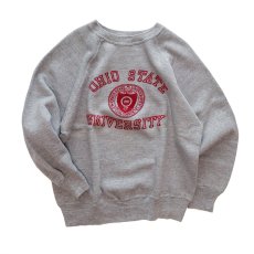 画像1: 60's Velva Sheen FLOCK PRINT CREW NECK SWEAT "OHIO STATE UNIVERSITY" (1)