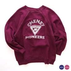 画像1: 〜70's VELVA SHEEN PRINT CREW NECK SWEAT "CHENEY PIONEERS" (1)