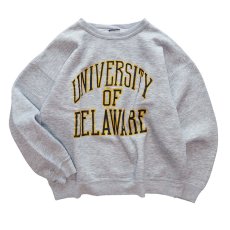 画像1: 80's UNKNOWN BRAND PRINT CREW NECK SWEAT "UNIVERSITY OF DELAWARE" (1)