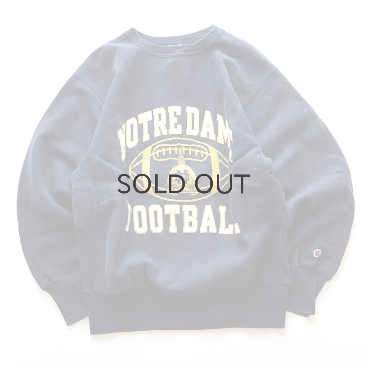 画像1: 90's Champion REVERSE WEAVE PRINT CREW NECK SWEAT "NOTREDAME FOOTBALL" (1)