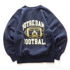 画像1: 90's Champion REVERSE WEAVE PRINT CREW NECK SWEAT "NOTREDAME FOOTBALL" (1)