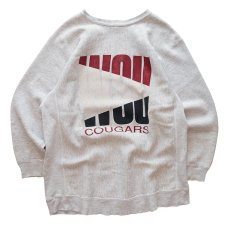 画像1: 80's BASSETT WALKER REVERSE WEAVE style PRINT CREW NECK SWEAT "WSU" (1)