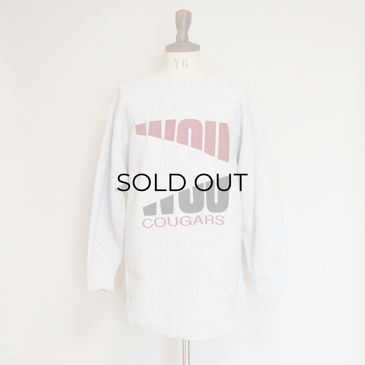 画像12: 80's BASSETT WALKER REVERSE WEAVE style PRINT CREW NECK SWEAT "WSU" (12)