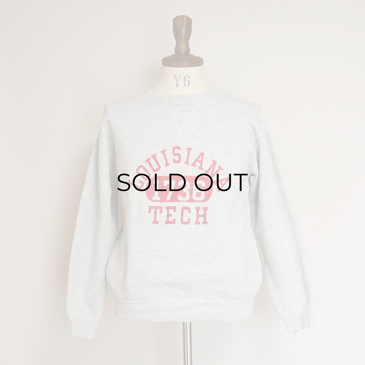 画像8: 60's RUSSELL COTTON PRINT FRONT V CREW NECK SWEAT "LOUISIANA TECK" (8)