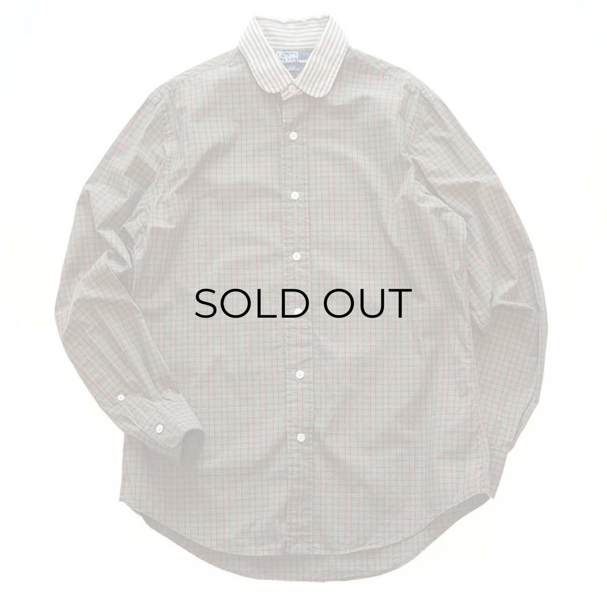 画像1: Polo by Ralph Lauren COTTON CHECK STRIPE ROUND COLLAR CLERIC SHIRT (1)