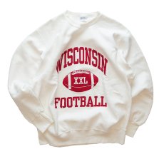 画像1: 90's SANTEE REVERSE WEAVE style PRINT CREW NECK SWEAT "WISCONSIN FOOTBALL" (1)