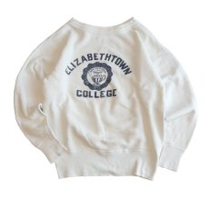 画像1: 〜60's SPORTSWEAR by PRINCETON COTTON FLOCK PRINT FRONT V CREW NECK SWEAT "ELIZABETHTOWN COLLEGE" (1)