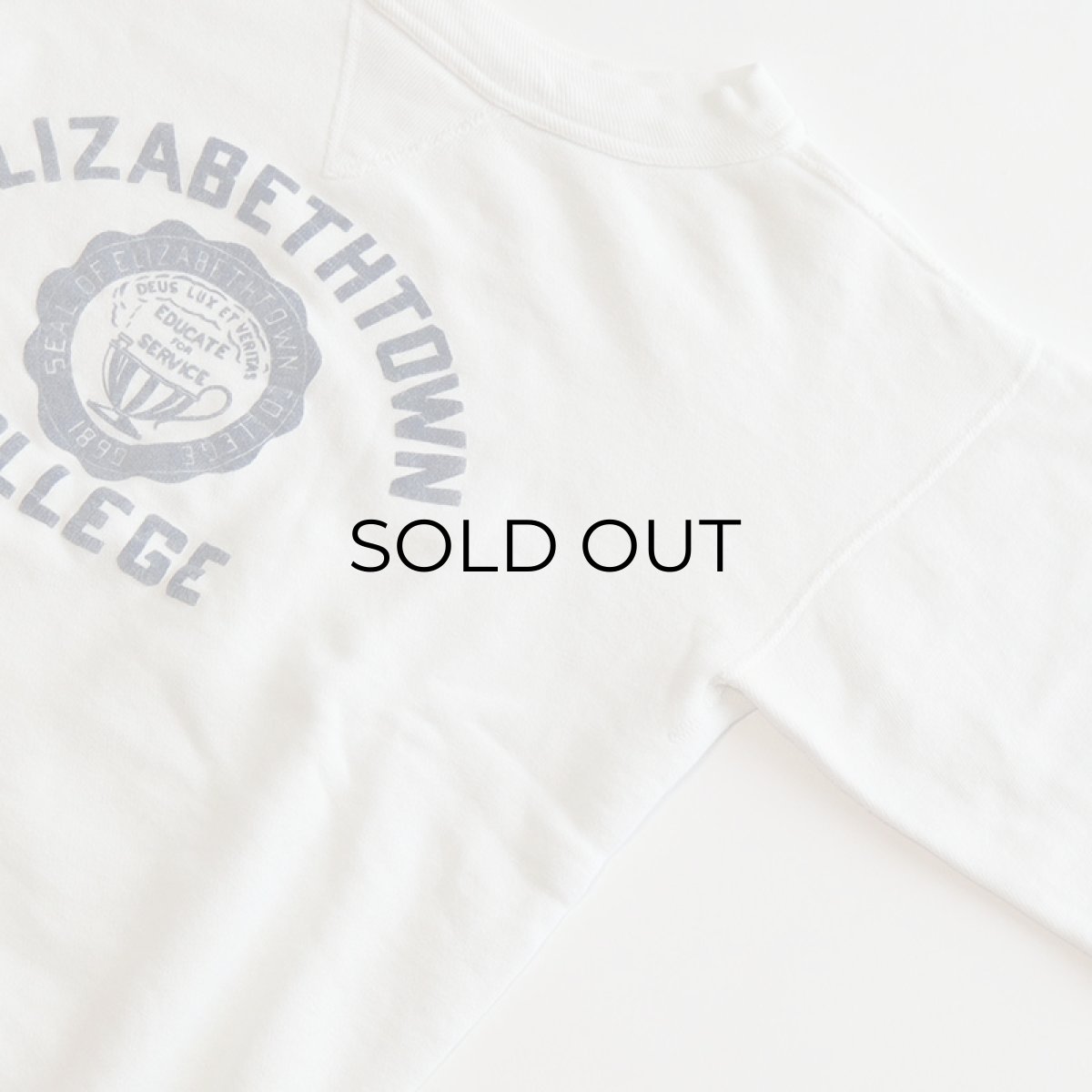 画像3: 〜60's SPORTSWEAR by PRINCETON COTTON FLOCK PRINT FRONT V CREW NECK SWEAT "ELIZABETHTOWN COLLEGE" (3)