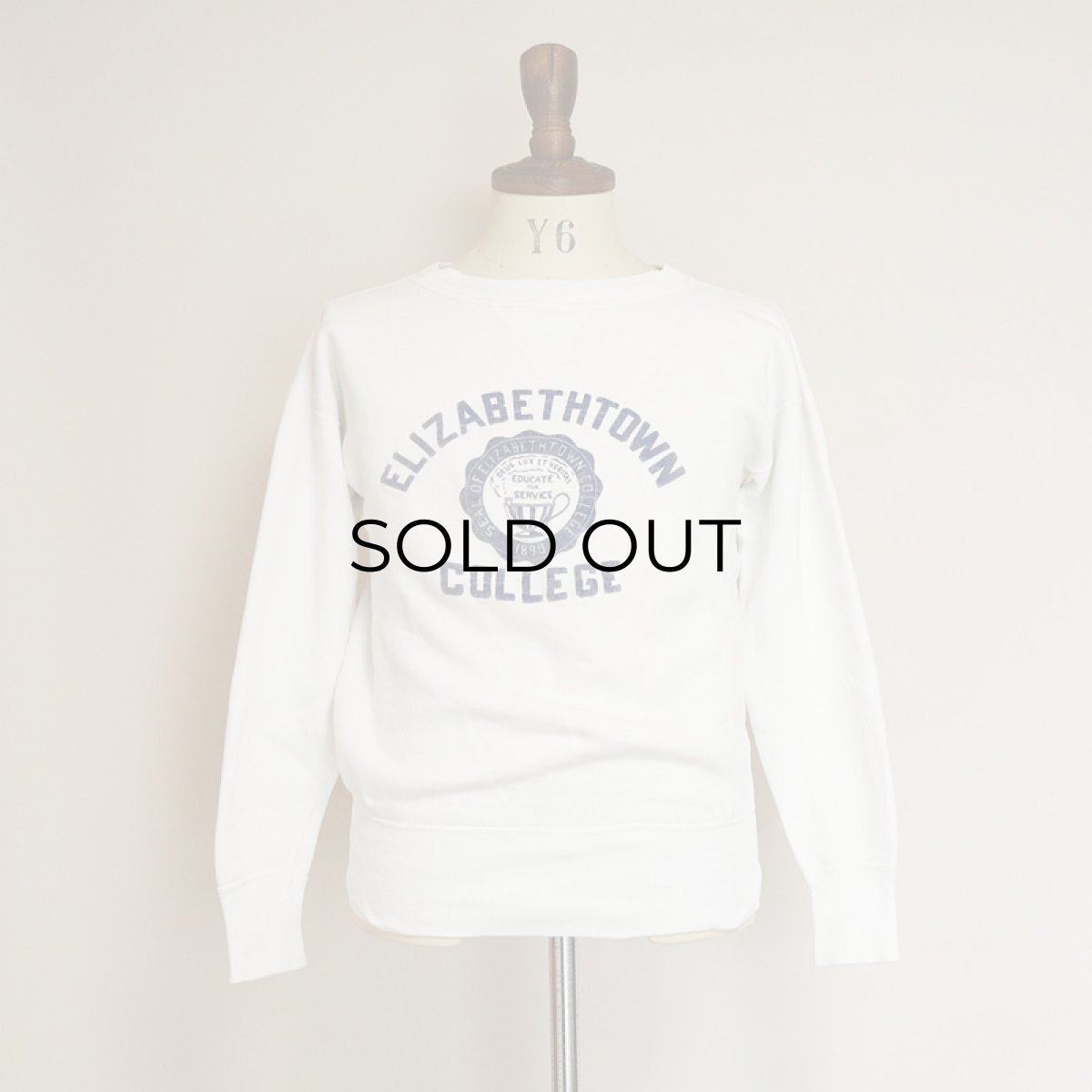 画像12: 〜60's SPORTSWEAR by PRINCETON COTTON FLOCK PRINT FRONT V CREW NECK SWEAT "ELIZABETHTOWN COLLEGE" (12)