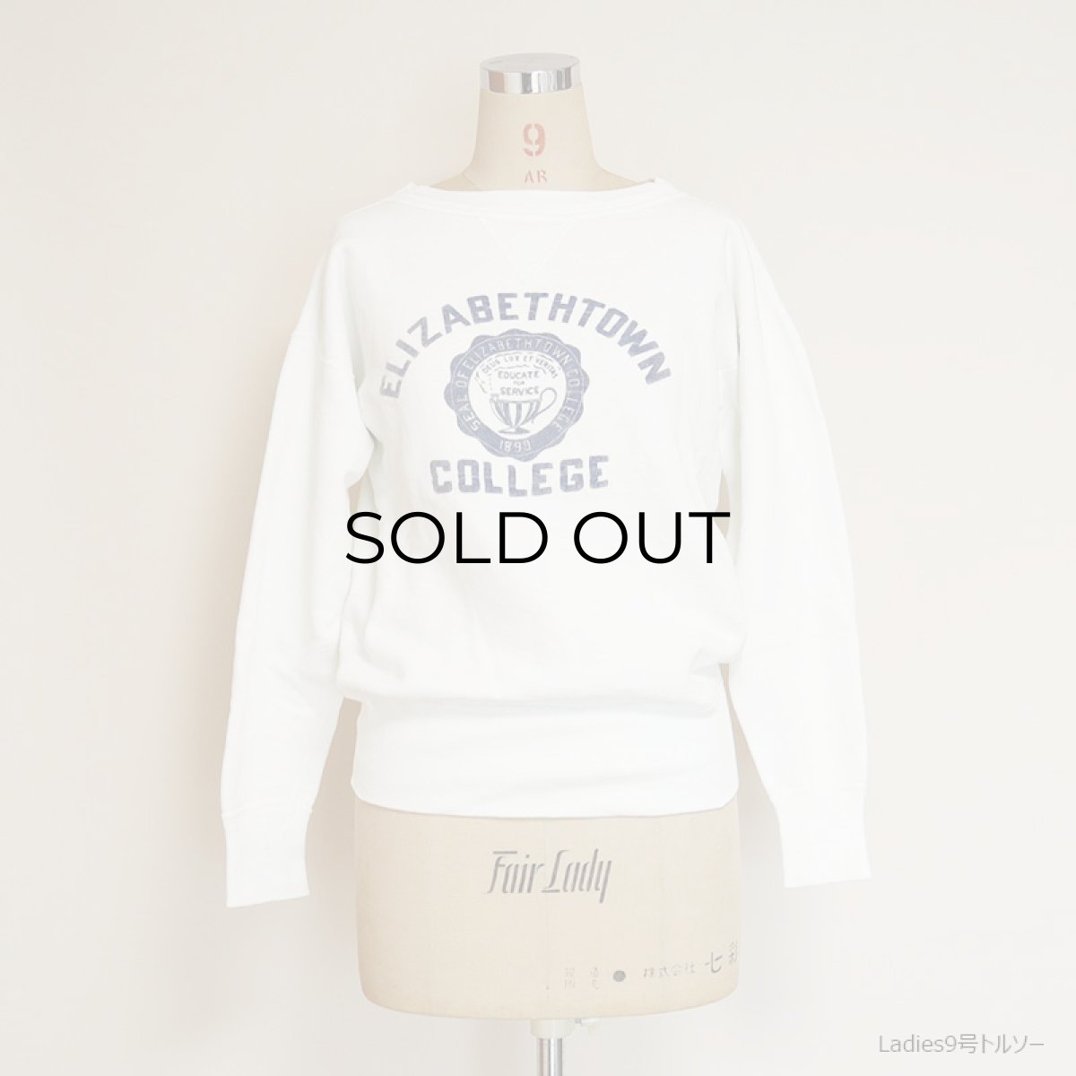 画像13: 〜60's SPORTSWEAR by PRINCETON COTTON FLOCK PRINT FRONT V CREW NECK SWEAT "ELIZABETHTOWN COLLEGE" (13)