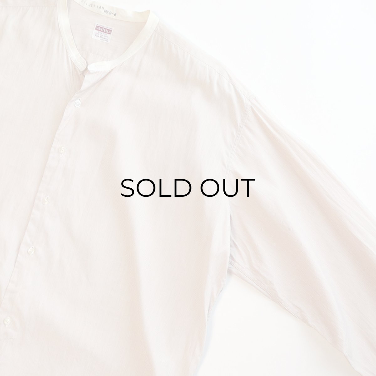 画像3: 〜50's VANTELLA COTTON STRIPE COLLARLESS DRESS SHIRT "MADE IN ENGLAND" (3)