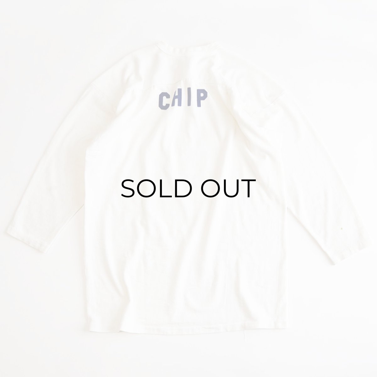 画像2: 〜80's UNKNOWN BRAND COTTON W-PRINT CROPPED SLEEVE FOOTBALL TEE "OBU" (2)