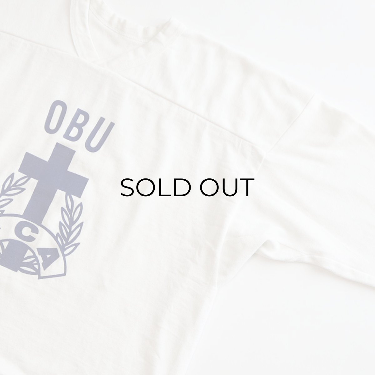 画像3: 〜80's UNKNOWN BRAND COTTON W-PRINT CROPPED SLEEVE FOOTBALL TEE "OBU" (3)