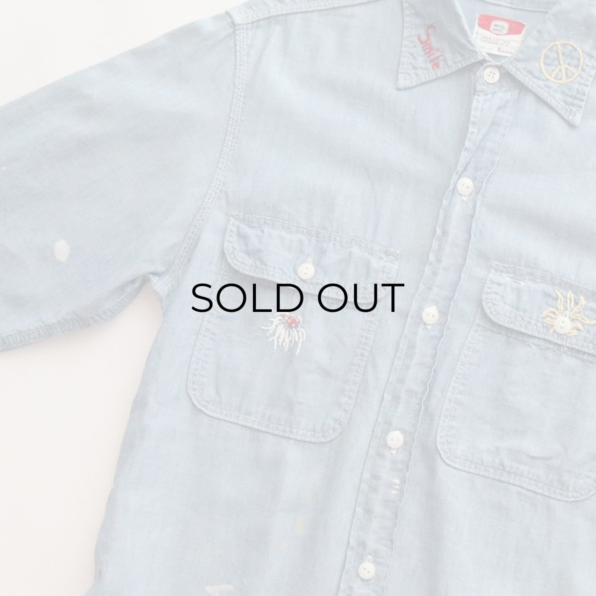 画像3: 60's-70's BIG MAC COTTON CHAMBRAY PAINT & EMBROIDERED WORK SHIRT (3)