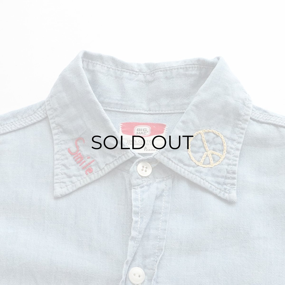 画像4: 60's-70's BIG MAC COTTON CHAMBRAY PAINT & EMBROIDERED WORK SHIRT (4)