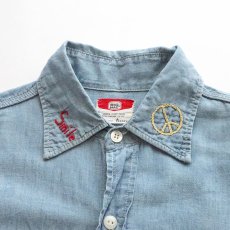 画像4: 60's-70's BIG MAC COTTON CHAMBRAY PAINT & EMBROIDERED WORK SHIRT (4)