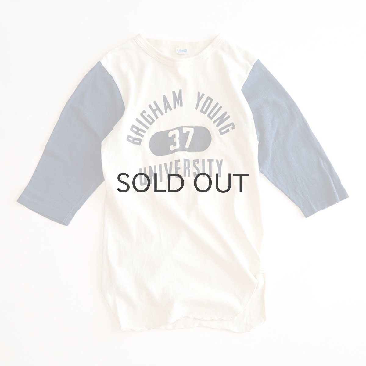 画像1: 70's Champion COTTON PRINT 3/4 SLEEVE BASEBALL UNDER TEE "BRIGHAM YOUNG UNIVERSITY"  (1)