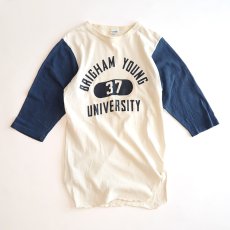 画像1: 70's Champion COTTON PRINT 3/4 SLEEVE BASEBALL UNDER TEE "BRIGHAM YOUNG UNIVERSITY"  (1)