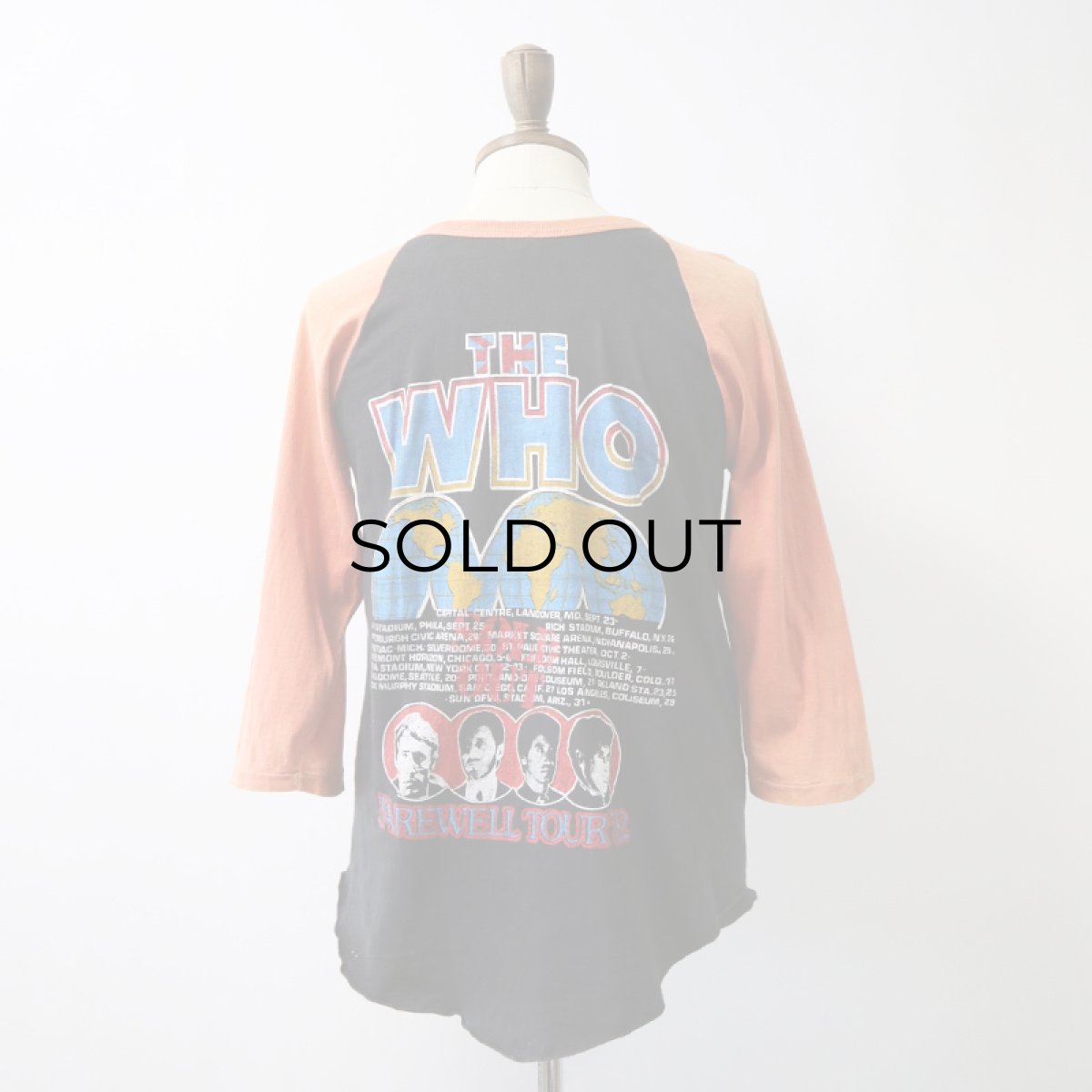 画像13: 70's-80's UNKNOWN BRAND PAKISTAN COTTON W-PRINT RAGLAN 3/4 SLEEVE ARTIST TEE "THE WHO FAREWELL TOUR '82" (13)
