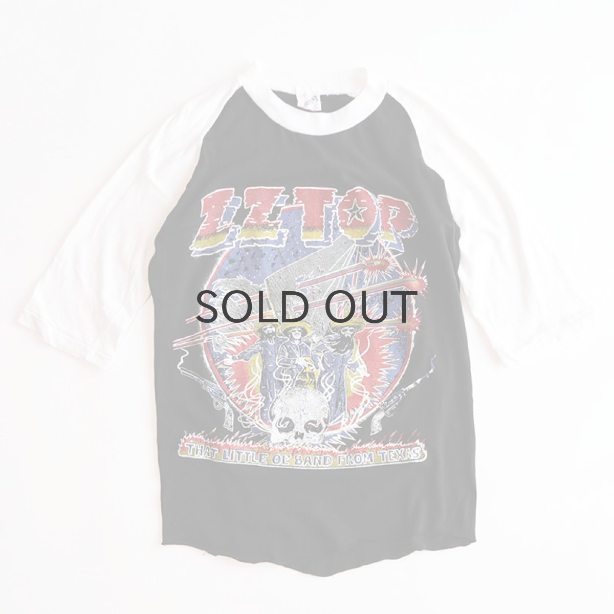 画像1: 70's-80's FANTASY PAKISTAN COTTON W-PRINT RAGLAN 3/4 SLEEVE ARTIST TEE "ZZ TOP" (1)