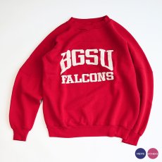 画像1: 80's UNKNOWN BRAND PRINT FOOTBALL style CREW NECK SWEAT "BGSU FALCONS" (1)