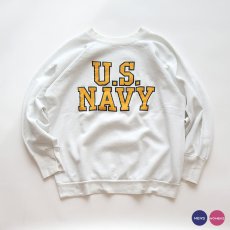 画像1: 〜80's UNKNOWN BRAND PRINT CREW NECK SWEAT "U.S. NAVY" "MADE IN USA" (1)