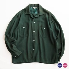 画像1: 50's Sportswear RAYON GABARDINE OPEN COLLAR BOX SHIRT (1)