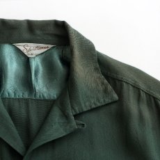 画像9: 50's Sportswear RAYON GABARDINE OPEN COLLAR BOX SHIRT (9)