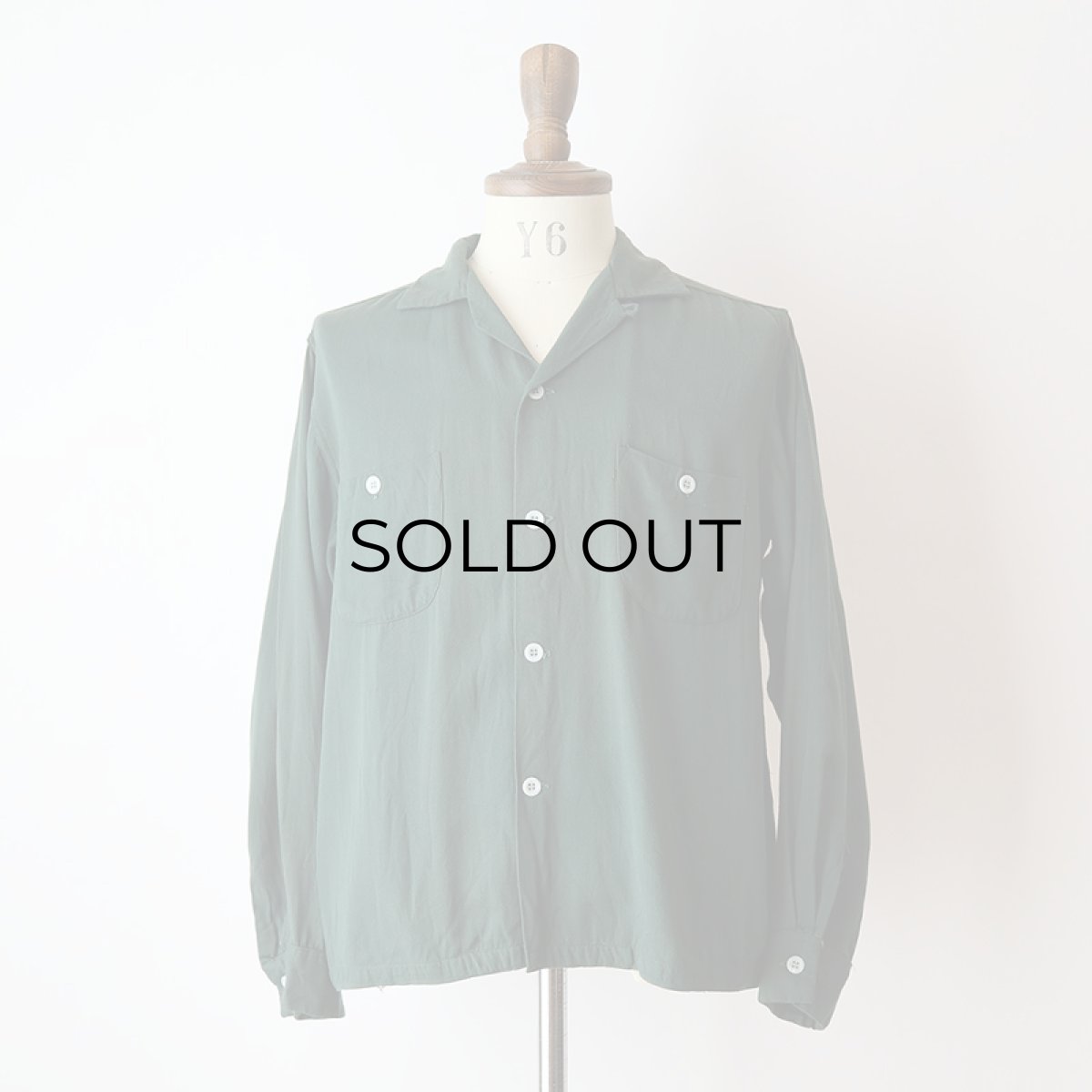 画像13: 50's Sportswear RAYON GABARDINE OPEN COLLAR BOX SHIRT (13)