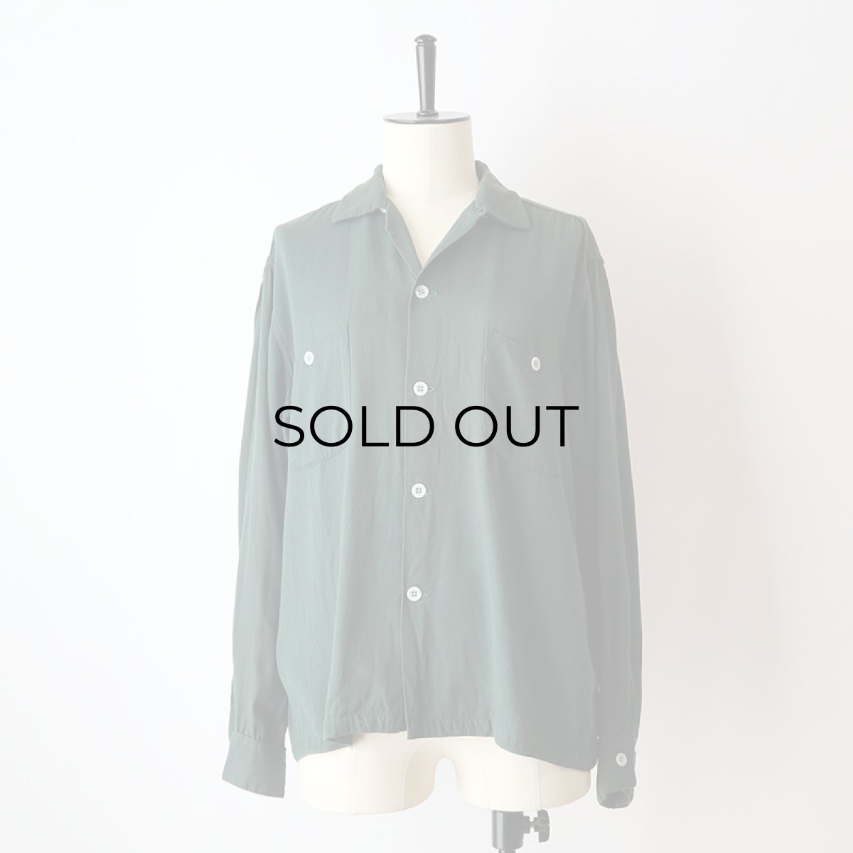 画像16: 50's Sportswear RAYON GABARDINE OPEN COLLAR BOX SHIRT (16)