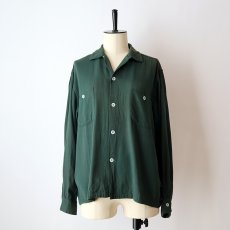 画像16: 50's Sportswear RAYON GABARDINE OPEN COLLAR BOX SHIRT (16)