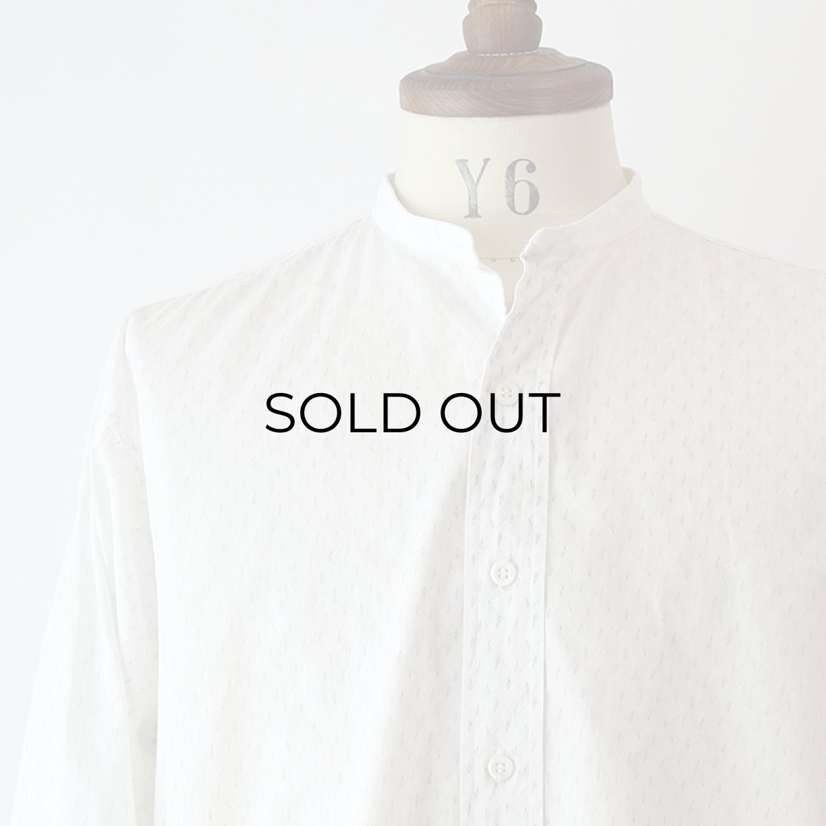 画像12: 〜50's NEWMARK COTTON ALL OVER PATTERN BAND COLLAR DRESS SHIRT (12)