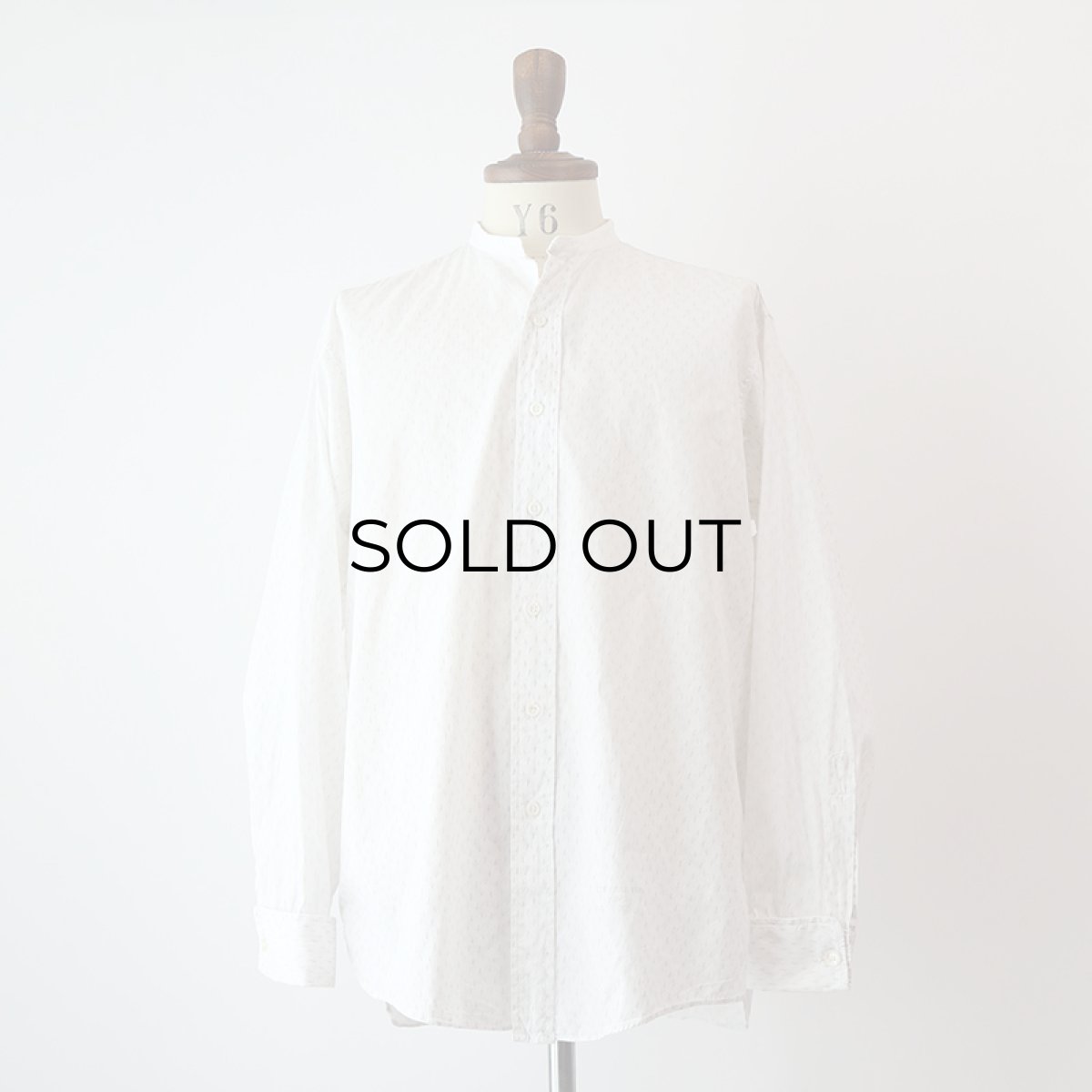 画像14: 〜50's NEWMARK COTTON ALL OVER PATTERN BAND COLLAR DRESS SHIRT (14)