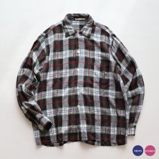 画像1: 〜60's UNKNOWN BRAND RAYON CHECK OPEN COLLAR BOX SHIRT (1)